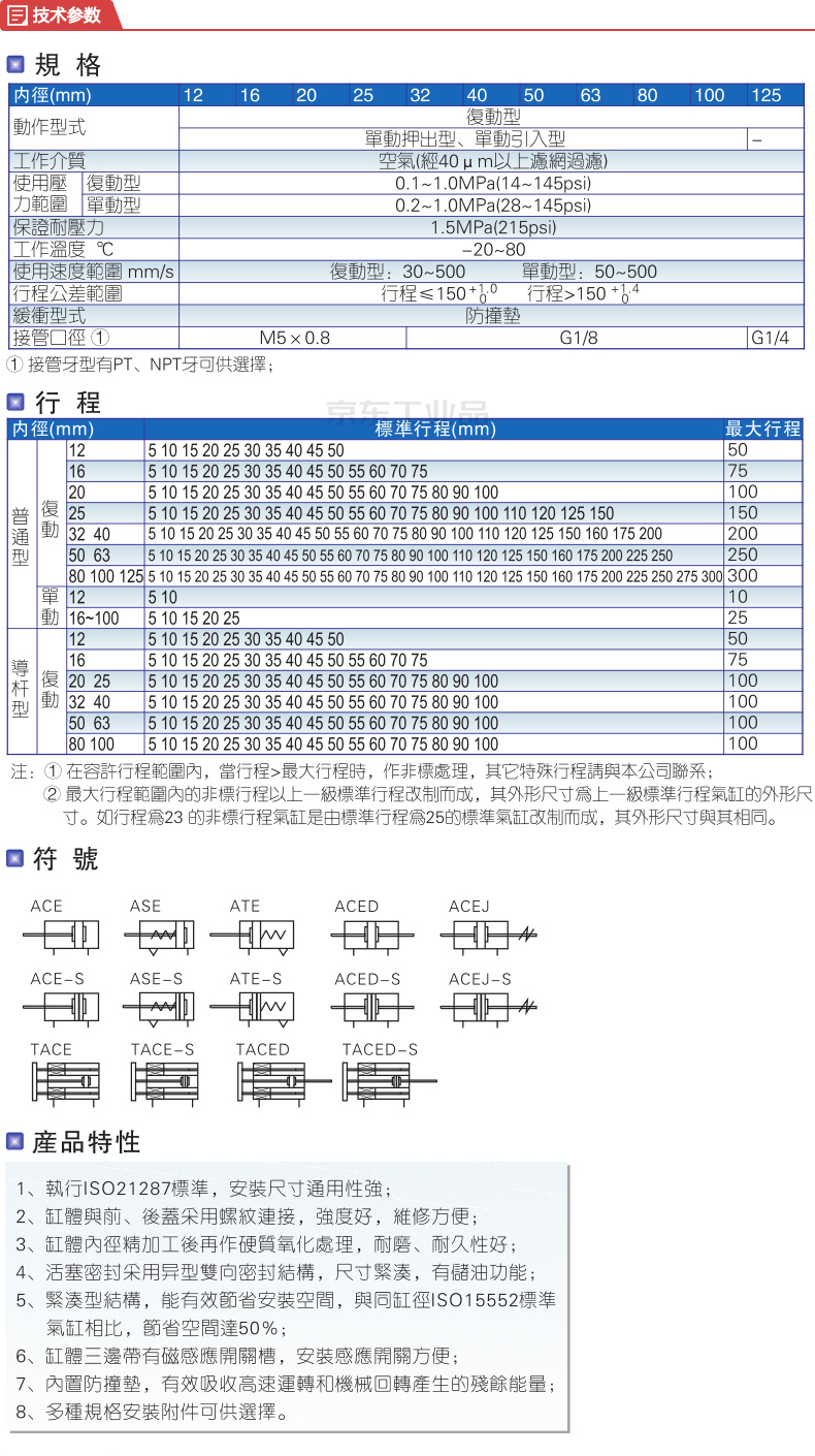 亚德客(airtac) 紧凑型气缸,双作用,活塞杆外螺纹,带磁环;ace63x175sb