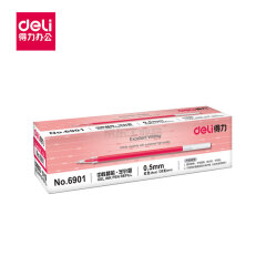 得力(deli) 中性笔芯0.5mm半针管(红);6901红