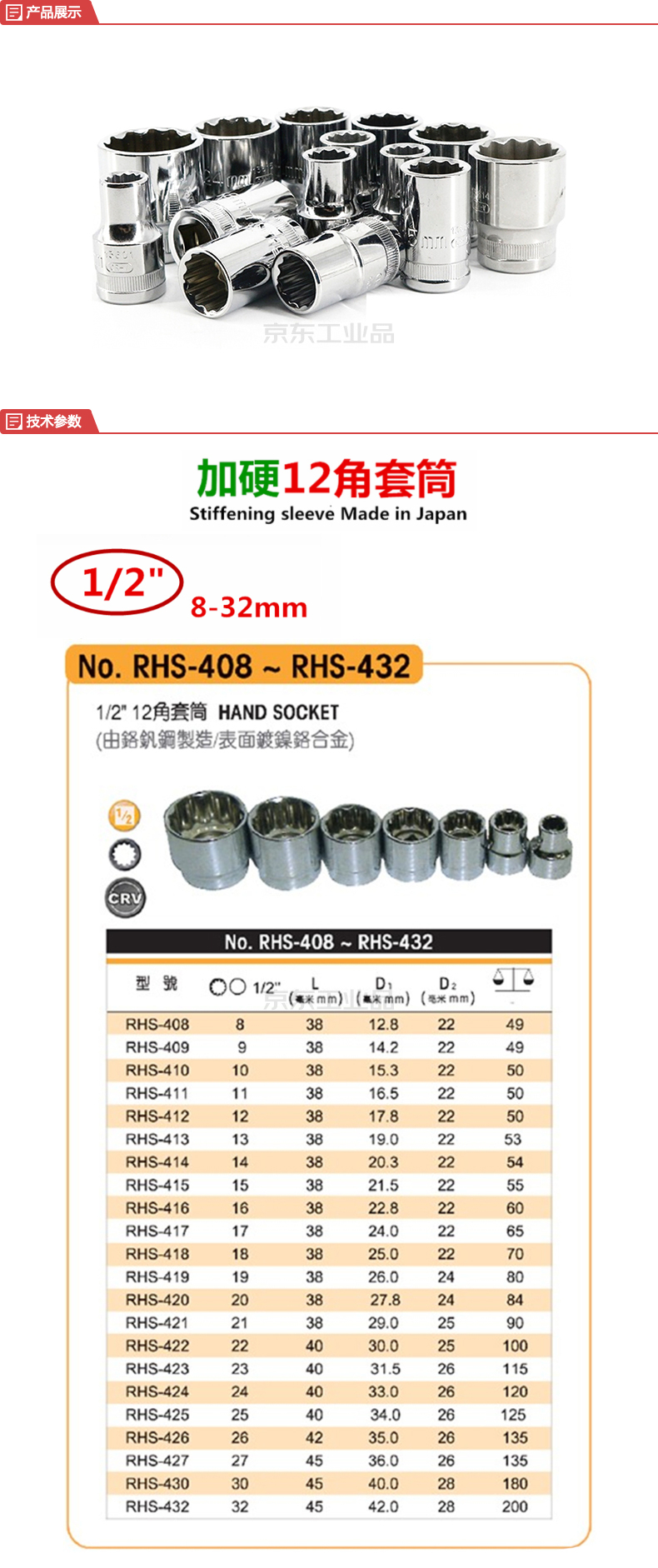 销量排行榜 商品详情 品牌证书 产品类型 六角套筒 驱动头尺寸 6.