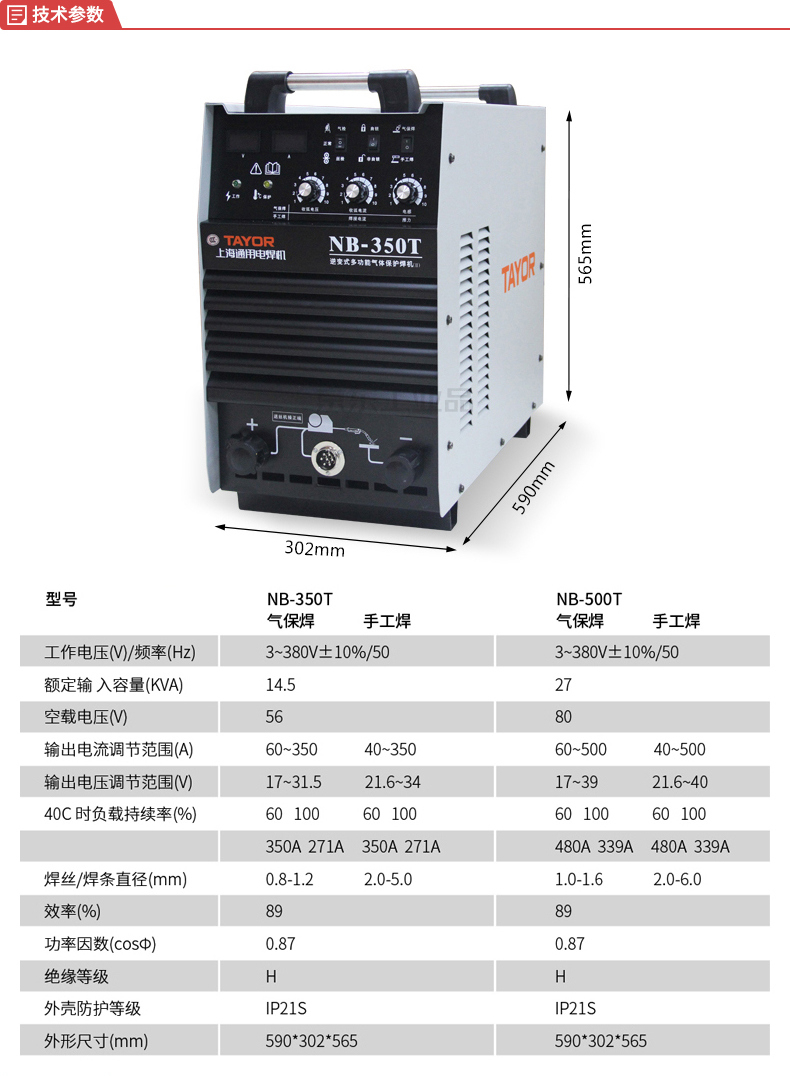 上海通用电焊机 NB-T逆变式双功能气体保护焊机；NB-500TⅡ