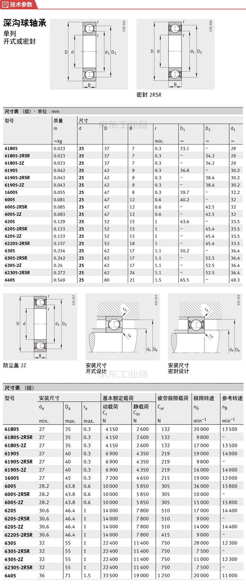 fag(舍弗勒) 單列深溝球軸承;62305-a-2rsr