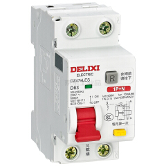 德力西电气 小型漏电保护断路器 DZ47sLES 上进线 1P+N(N极直通) C型 10A 100mA ；DZ47SLES1C10R100