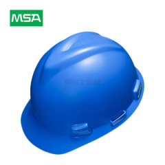 MSA梅思安 V-GardABS标准型安全帽,蓝色,ABS帽壳,一指键帽衬,针织吸汗带,D型下颏带;10146510