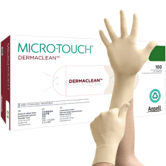 Ansell安思尔 一次性乳胶检查手套,奶白色,无粉,天然乳胶,0.11mm厚,23cm长 M 100只/盒；457-4