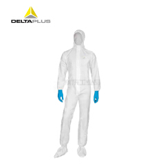 代尔塔 一次性无纺布带帽连体衣,透气防静电防护服（白色）XXL码；DT115