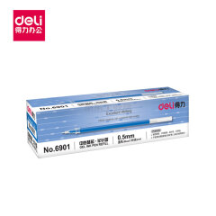 得力(deli) 中性笔芯0.5mm半针管(蓝),20支/盒;6901蓝