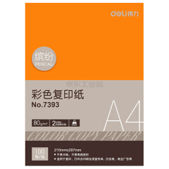 得力(deli) 7393彩色复印纸297X210(橙)(100张/包);7393橙